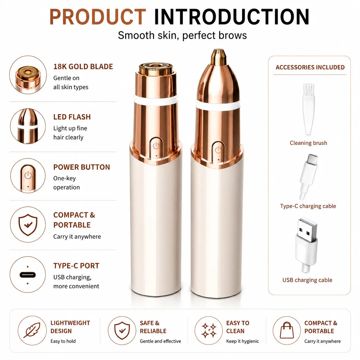 OANVA 2 in 1 Facial & Eyebrow Hair Trimmer for Women, Rechargeable Face Razor, Lip & Peach Fuzz Remover, Precision Eyebrow Shaper, Portable Painless Hair Removal Tool.Summerwins Dealsforyoudays,Summerhairstyles,Dorm Essentials